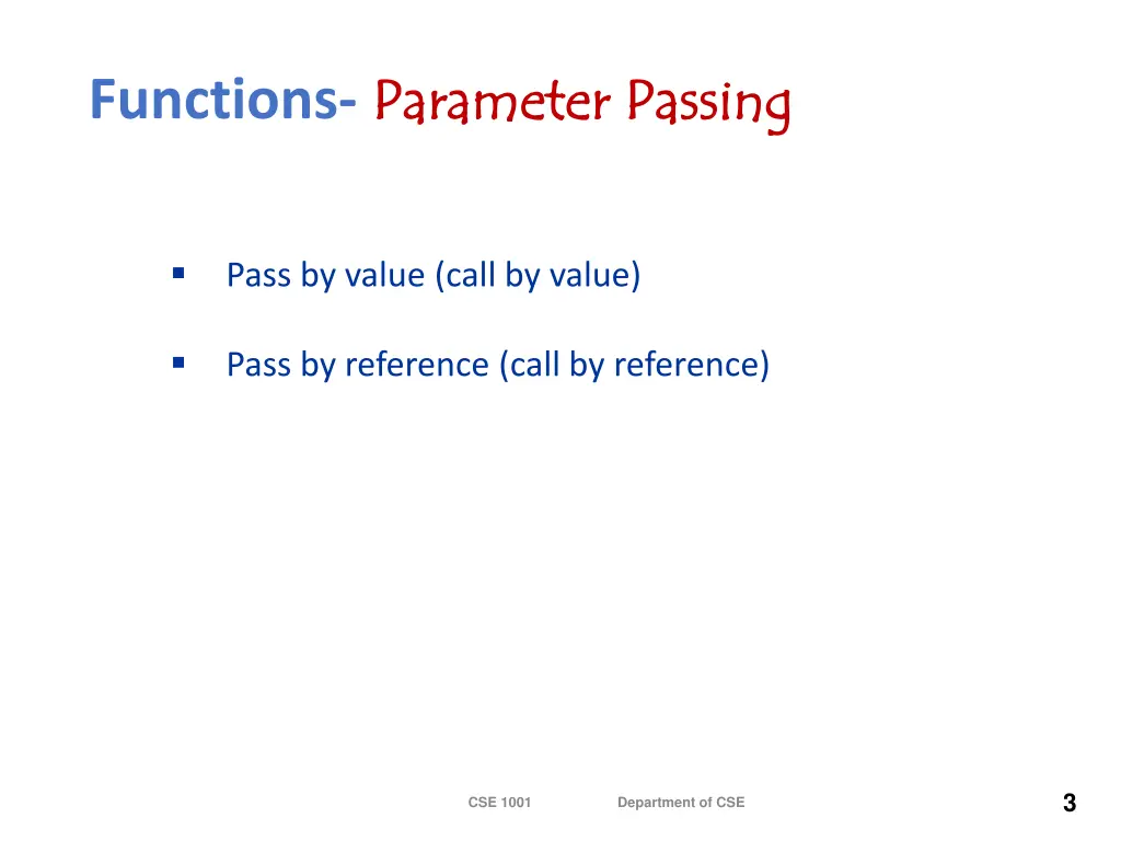 functions parameter passing parameter passing