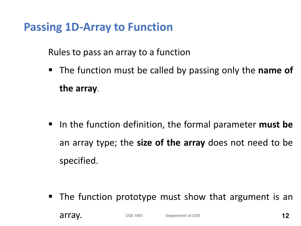 passing 1d array to function