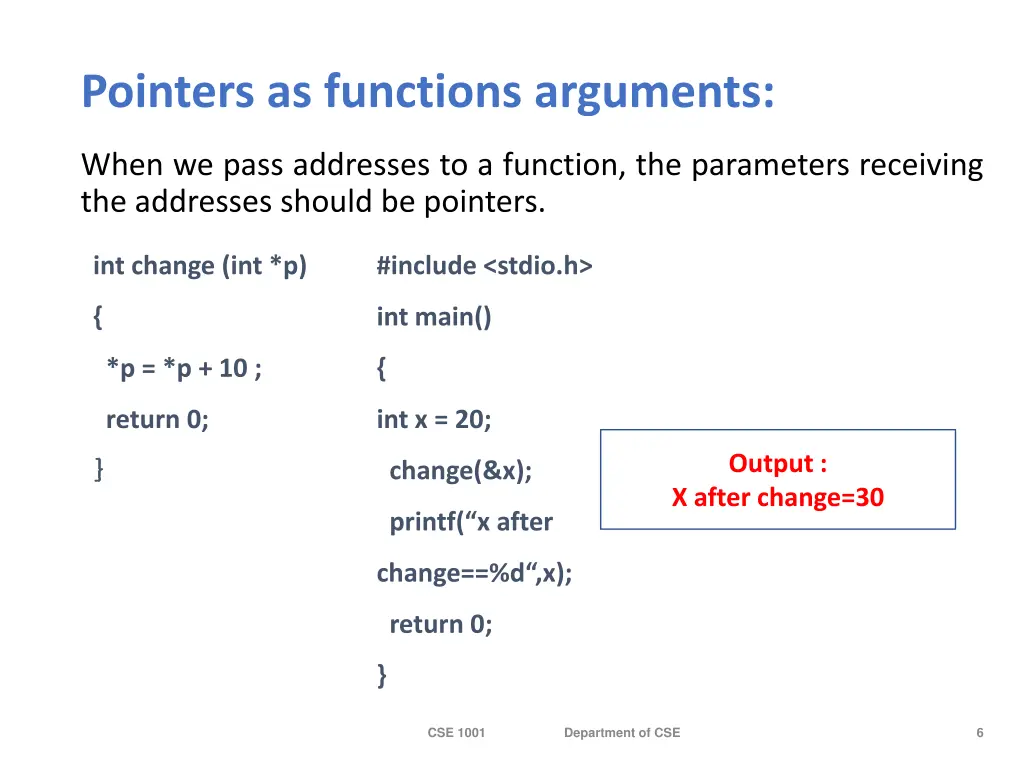 pointers as functions arguments