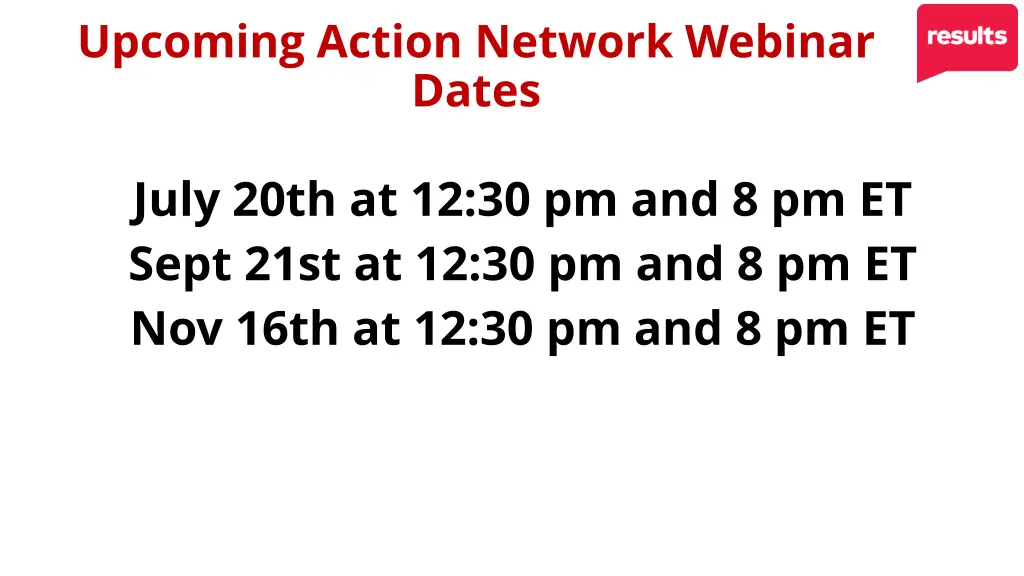 upcoming action network webinar dates