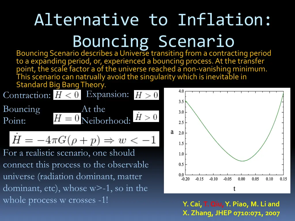 bouncing scenario describes a universe transiting