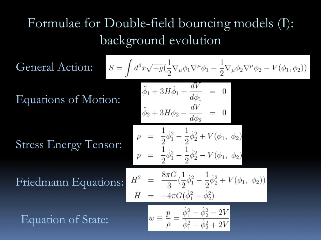 formulae for double field bouncing models