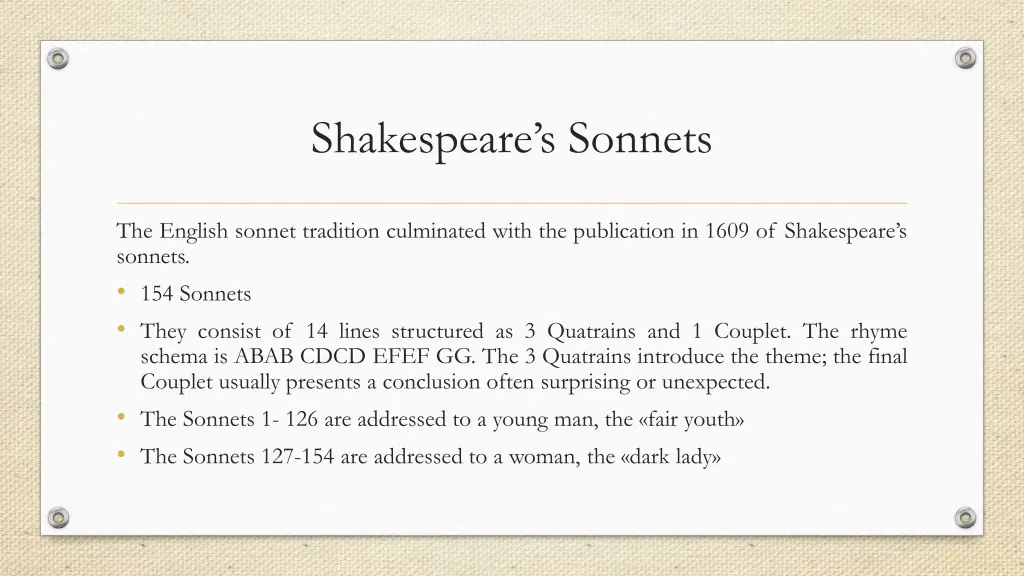 shakespeare s sonnets
