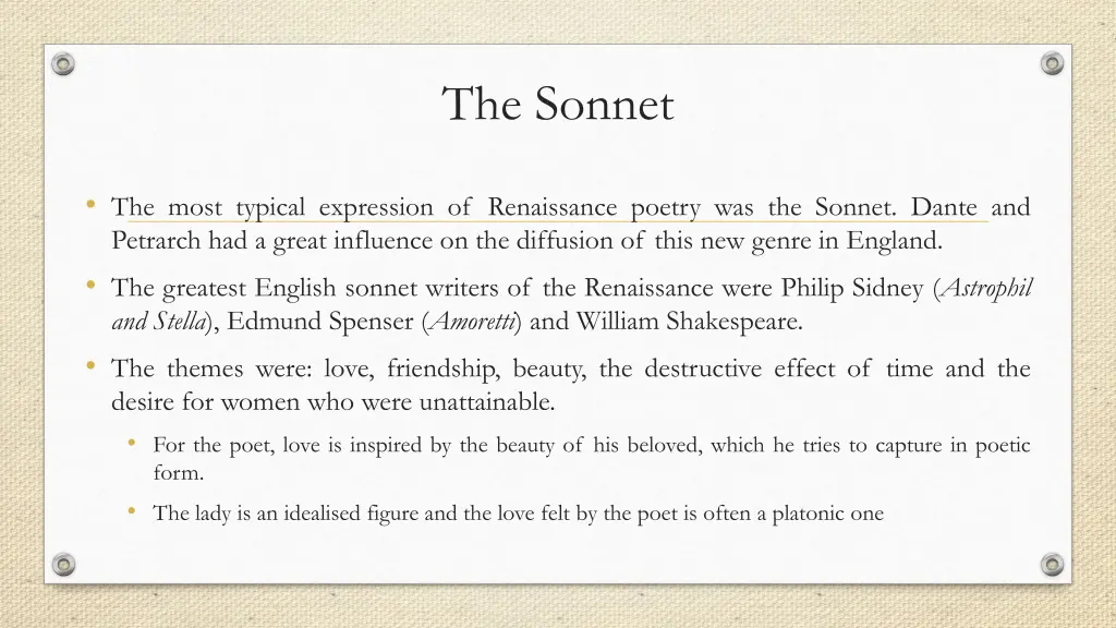 the sonnet 1