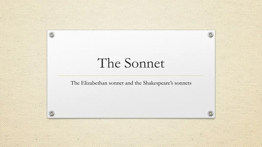 the sonnet