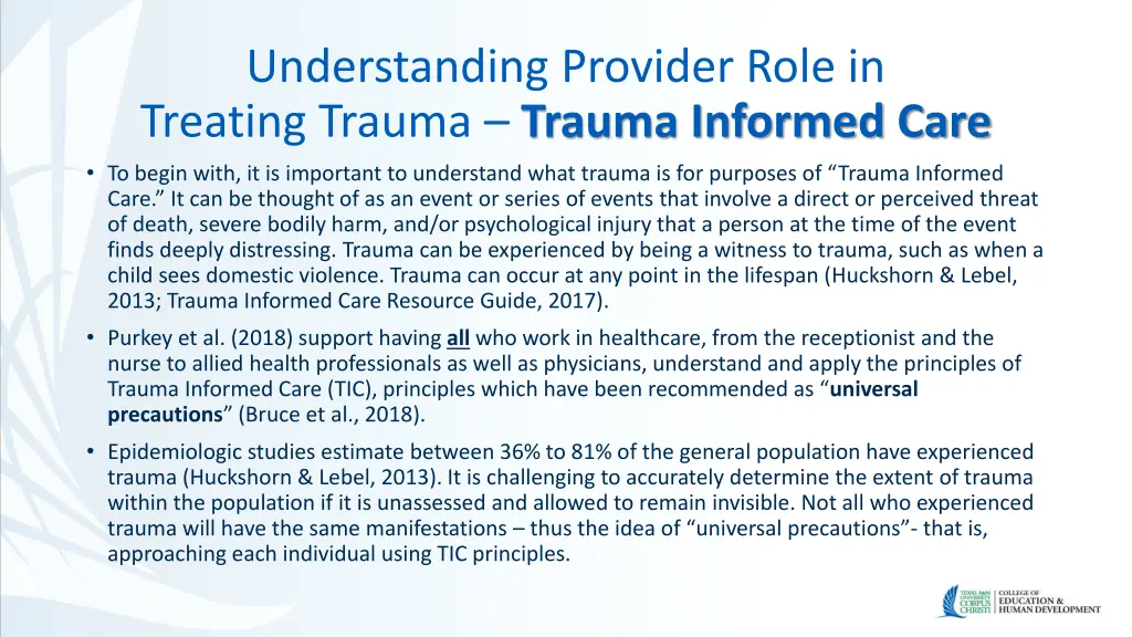 understanding provider role in treating trauma