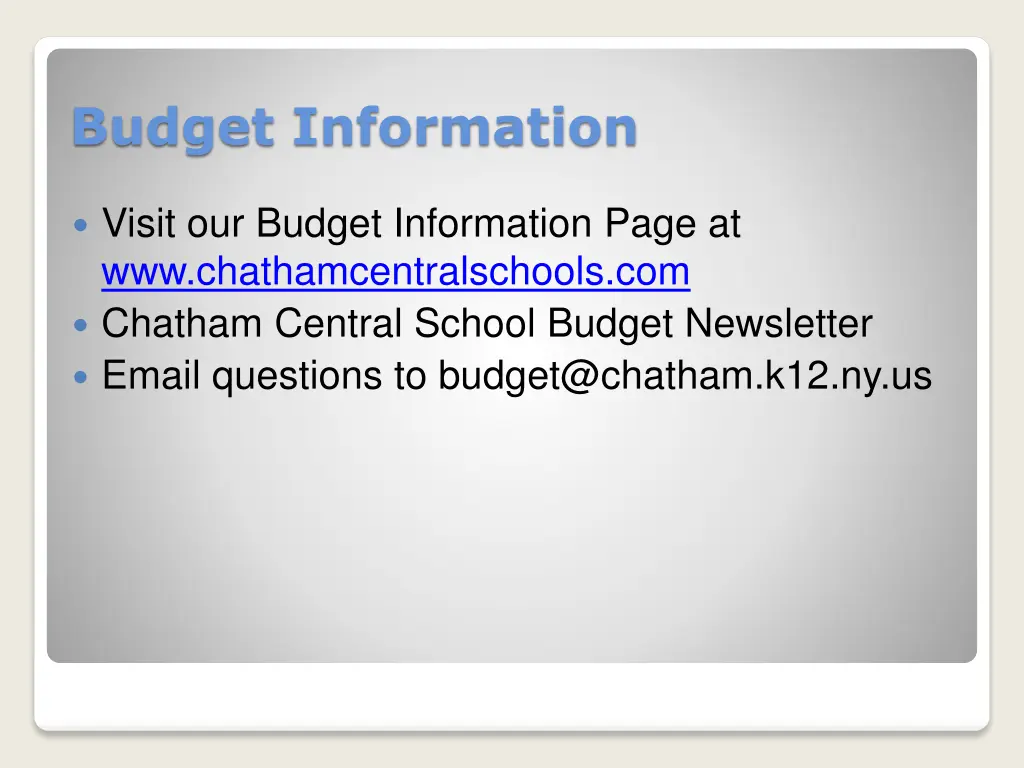 budget information