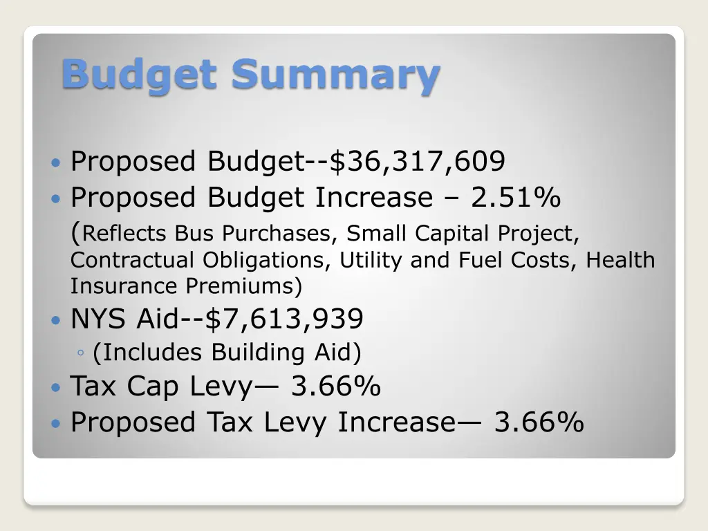 budget summary