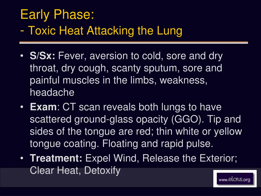 early phase toxic heat attacking the lung