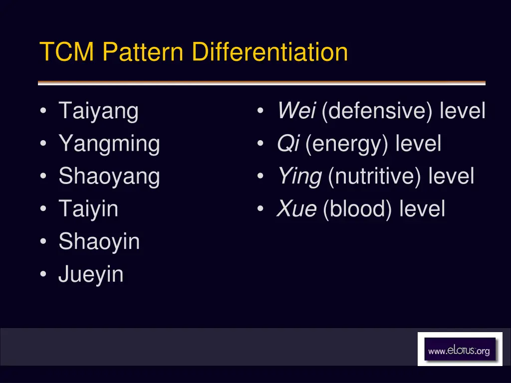tcm pattern differentiation