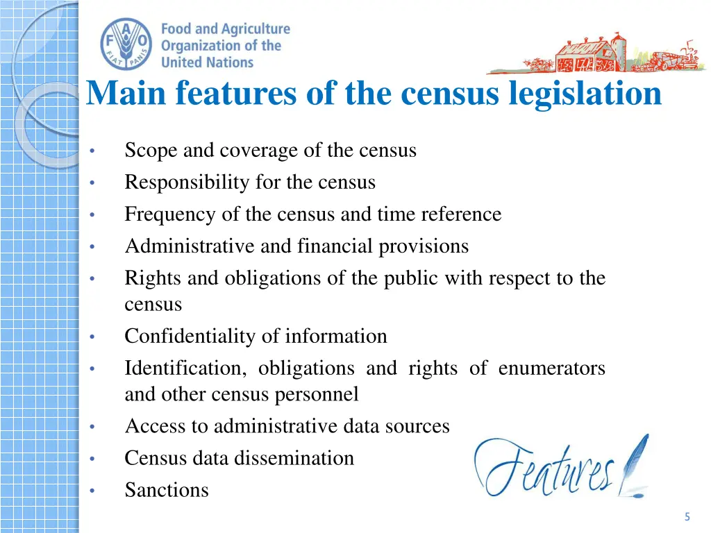 main features of the census legislation