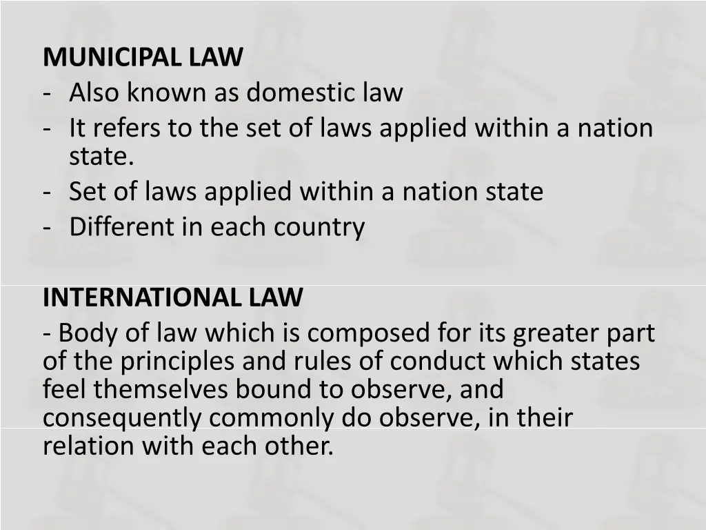 municipal law also known as domestic