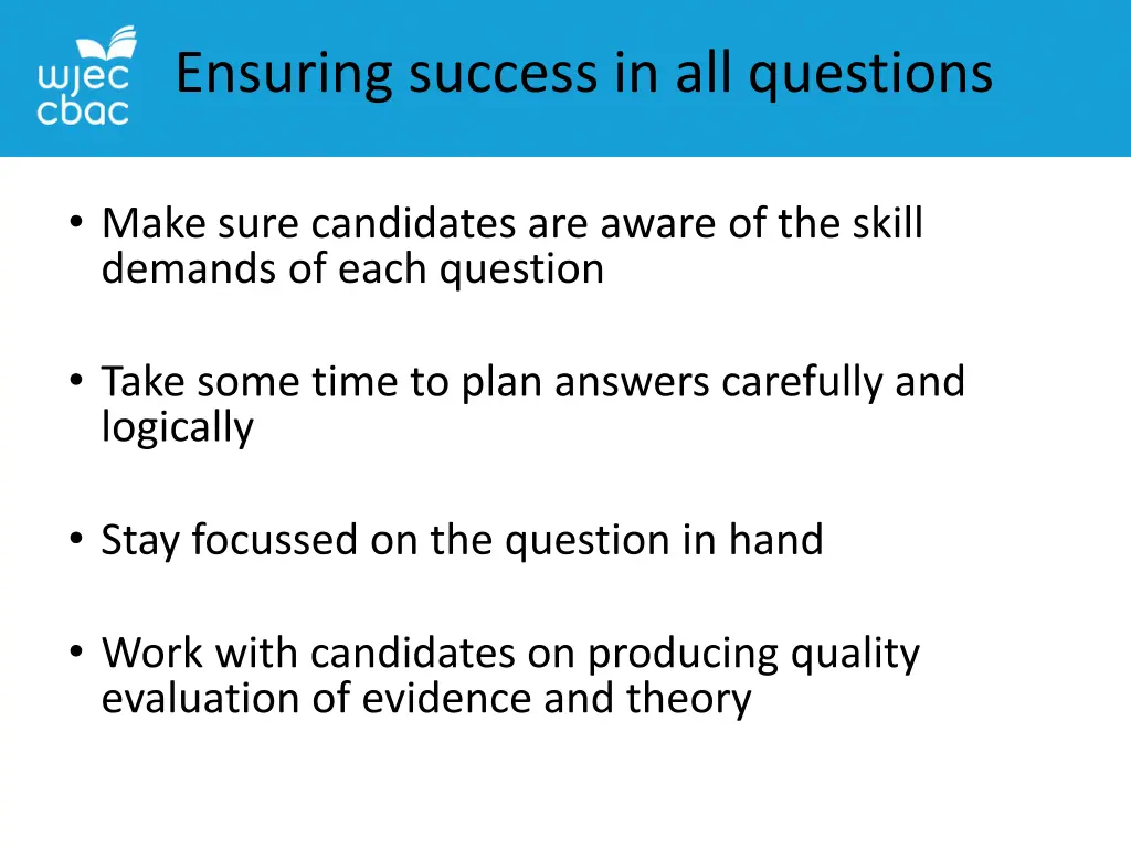 ensuring success in all questions