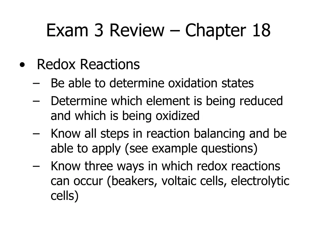 exam 3 review chapter 18