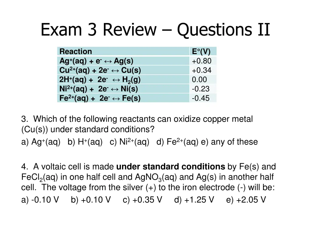 exam 3 review questions ii
