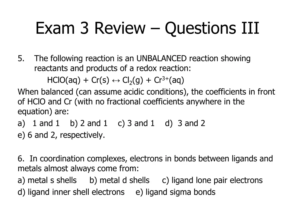 exam 3 review questions iii