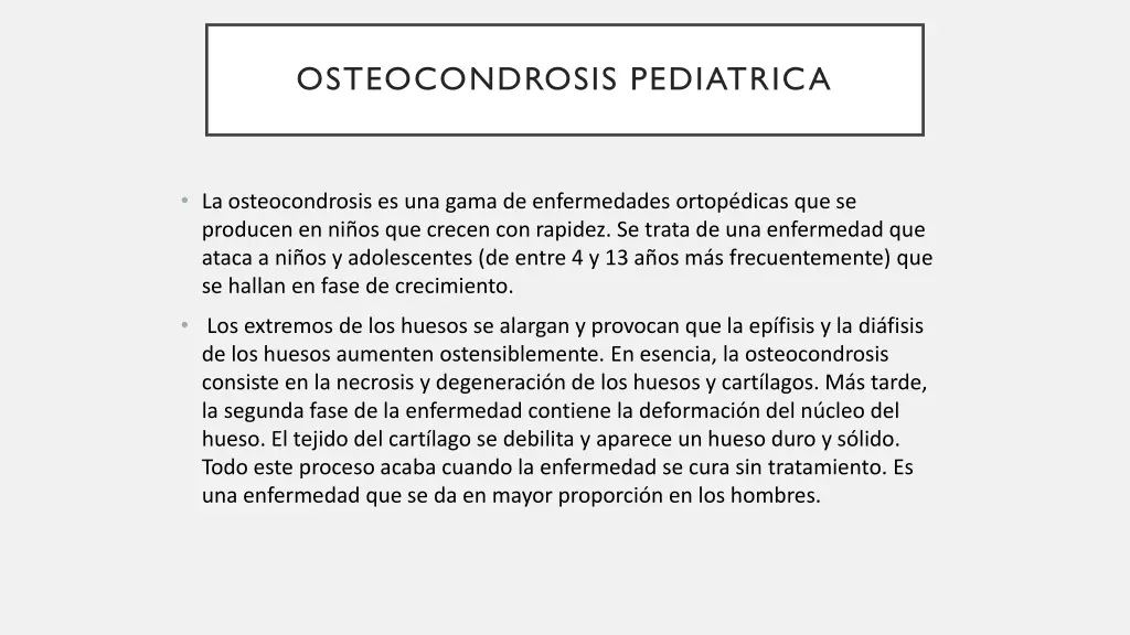 osteocondrosis pediatrica