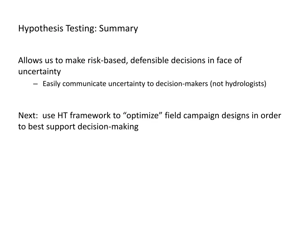 hypothesis testing summary