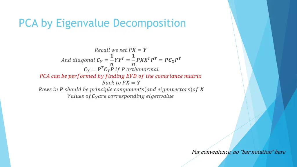pca by eigenvalue decomposition