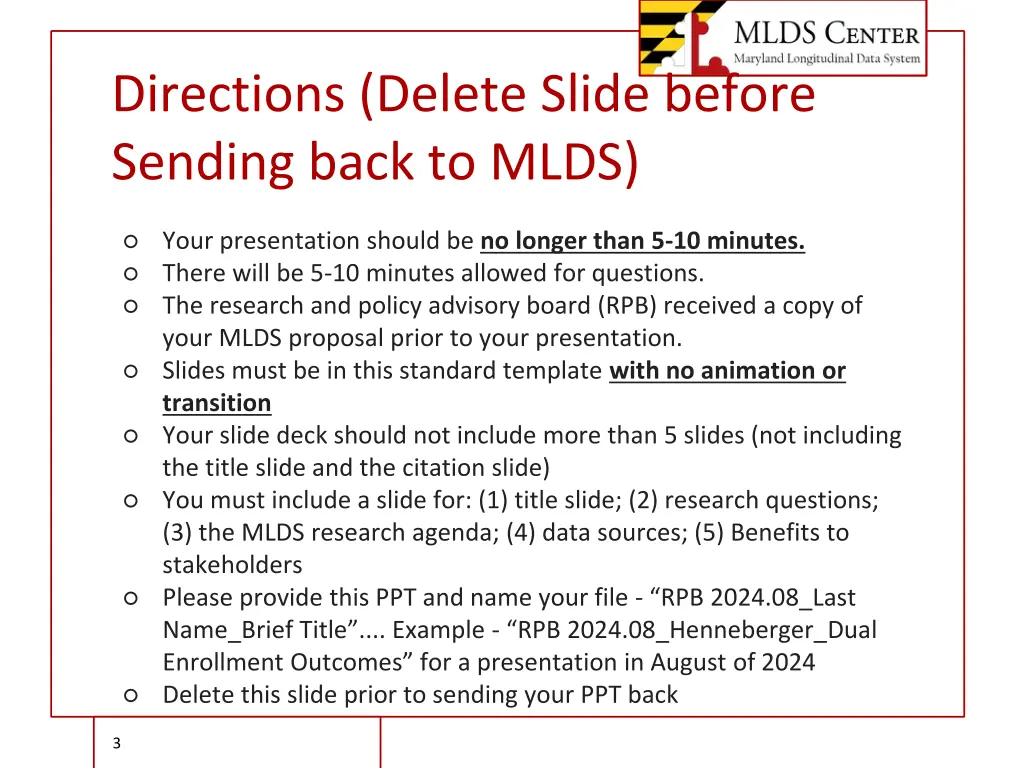 directions delete slide before sending back
