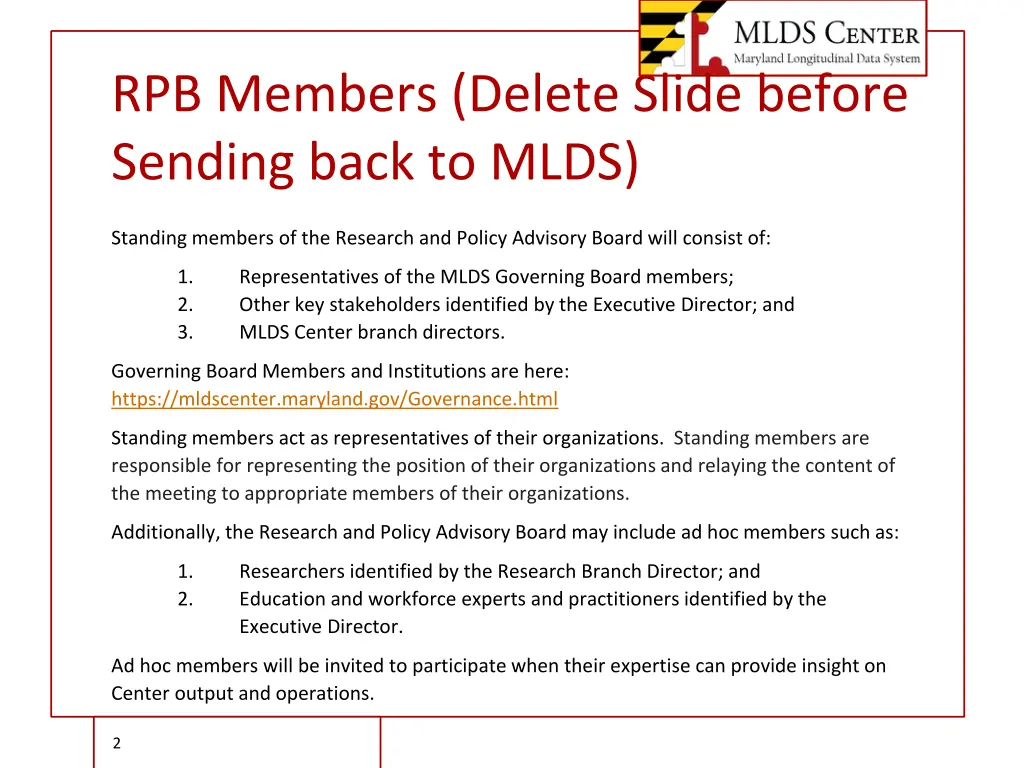 rpb members delete slide before sending back