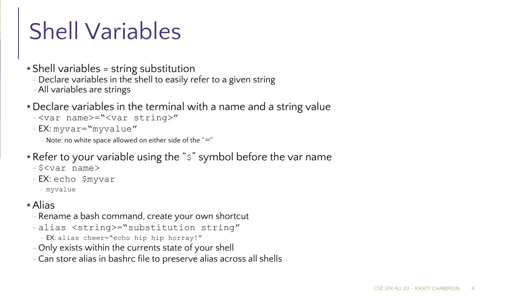 shell variables