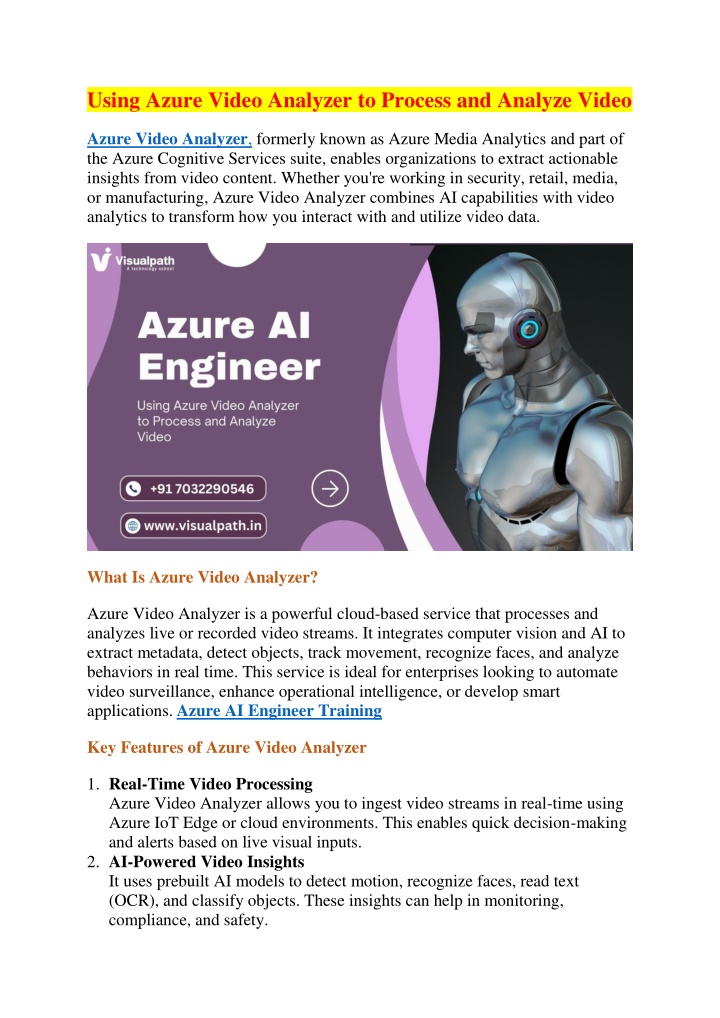 using azure video analyzer to process and analyze