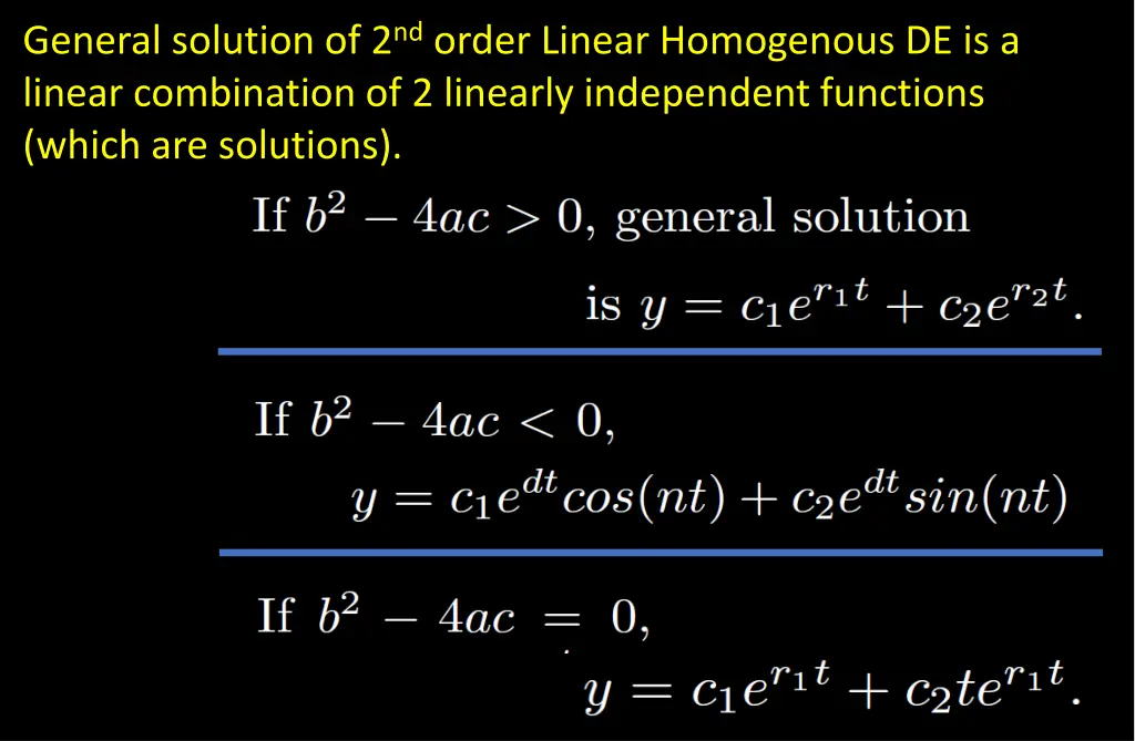 general solution of 2 nd order linear homogenous