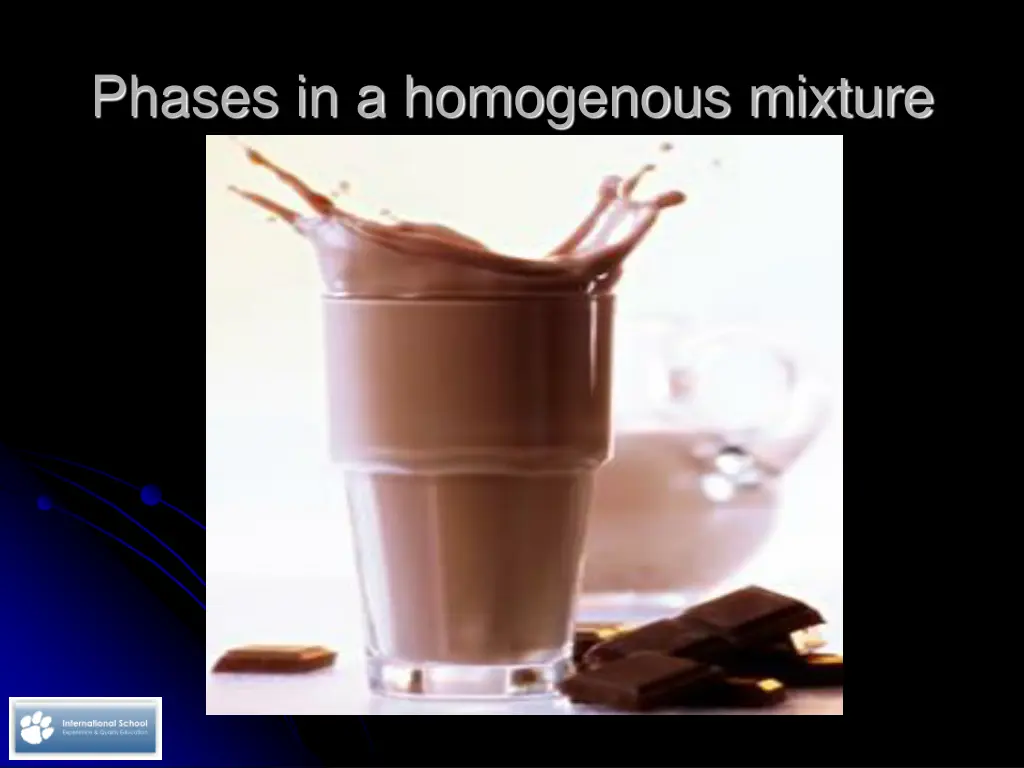phases in a homogenous mixture