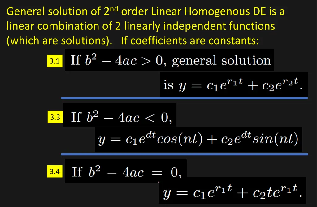 general solution of 2 nd order linear homogenous