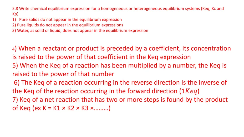 5 8 write chemical equilibrium expression