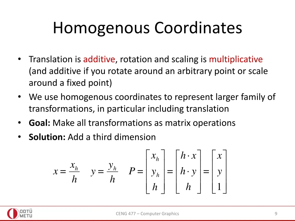 homogenous coordinates