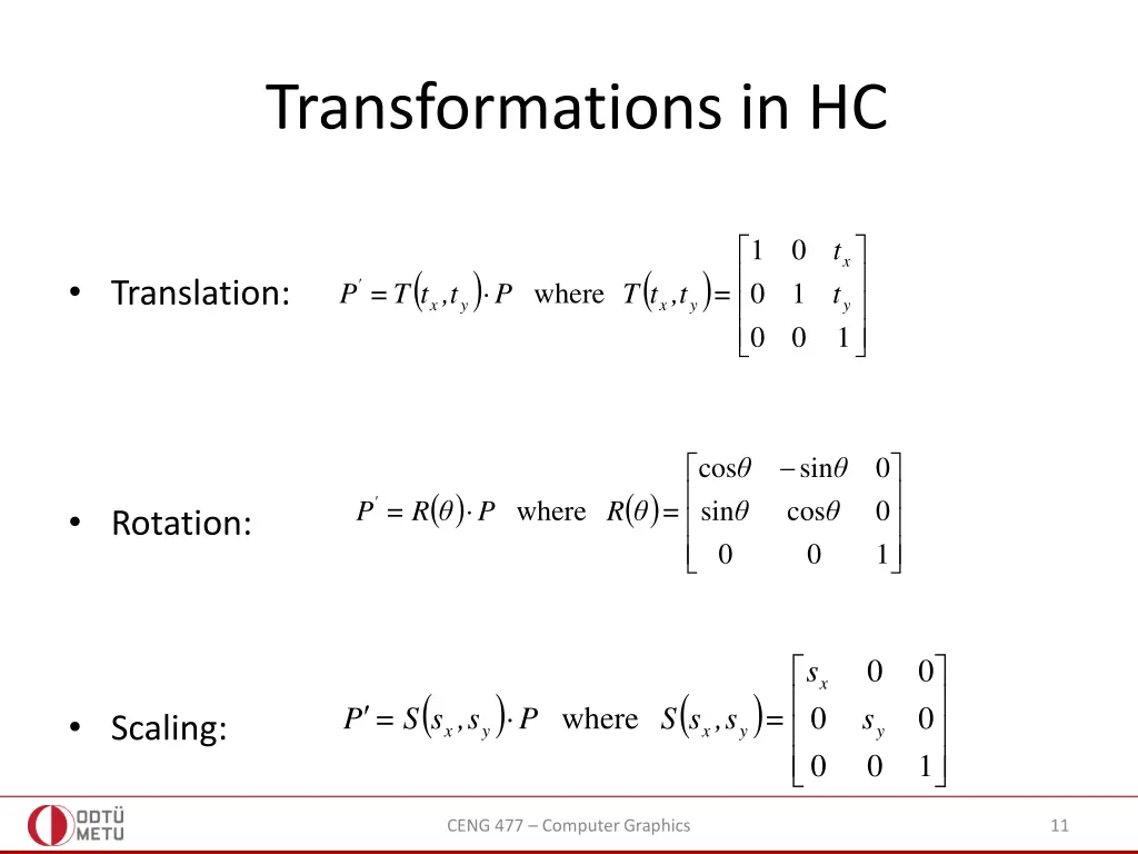 transformations in hc