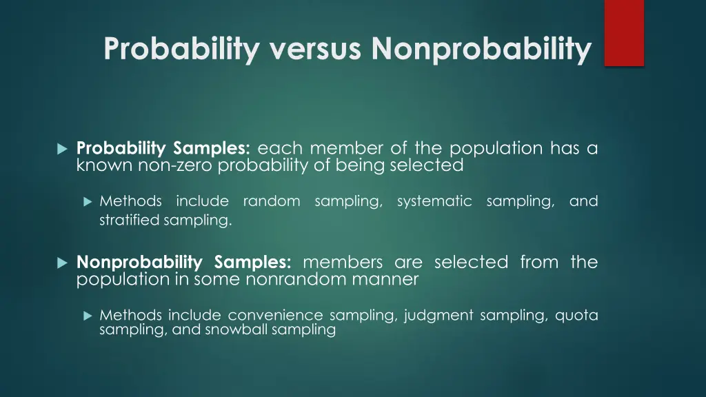 probability versus nonprobability
