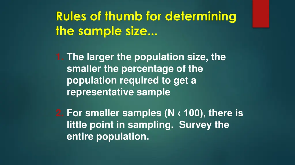 rules of thumb for determining the sample size