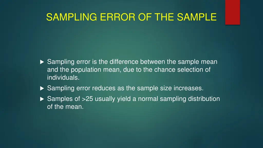 sampling error of the sample