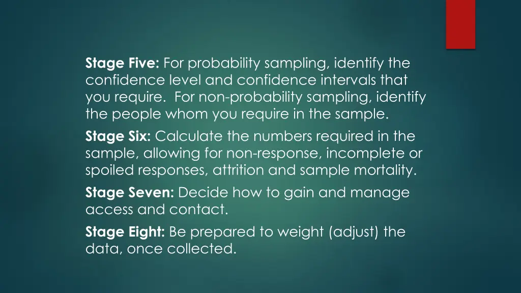 stage five for probability sampling identify