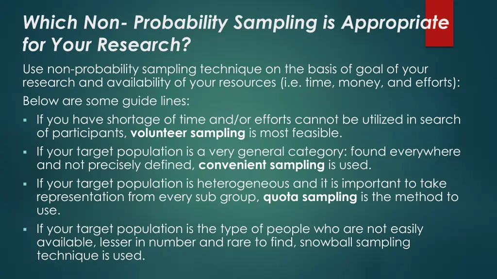 which non probability sampling is appropriate