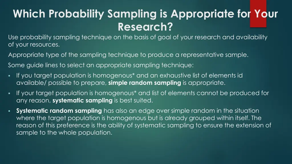 which probability sampling is appropriate