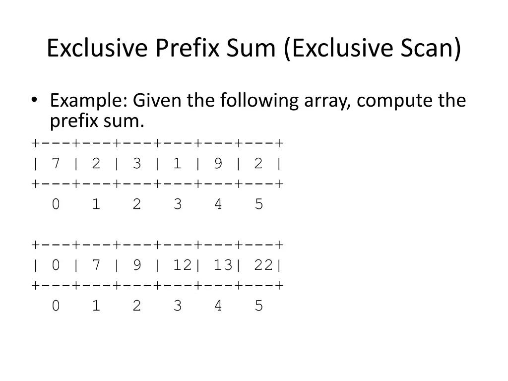 exclusive prefix sum exclusive scan