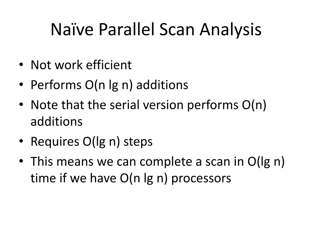 na ve parallel scan analysis