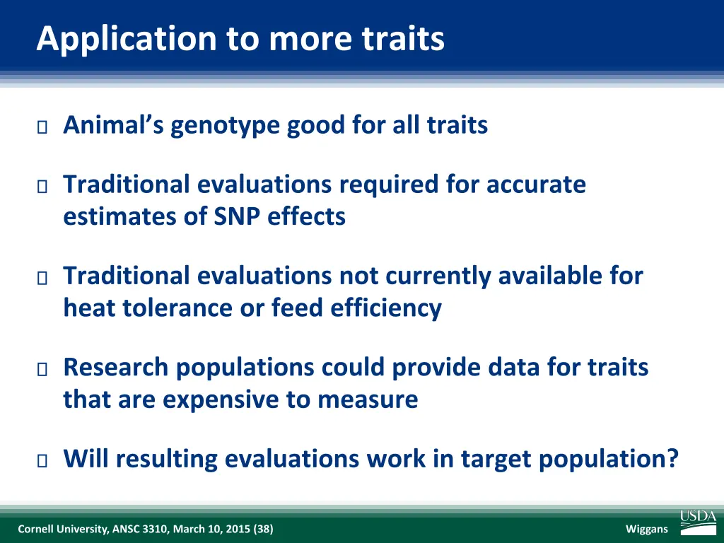application to more traits