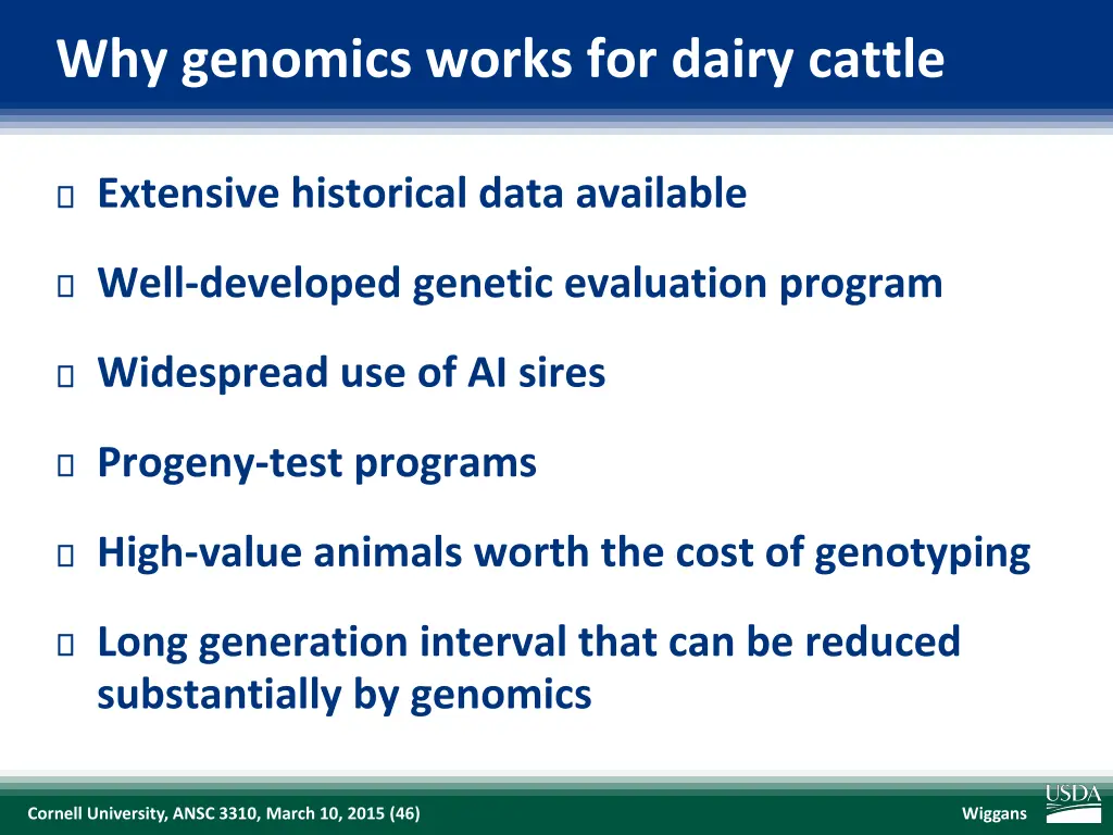 why genomics works for dairy cattle