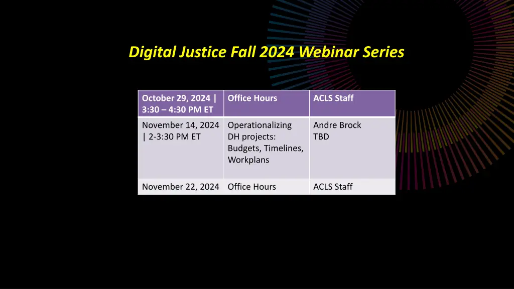 digital justice fall 2024 webinar series