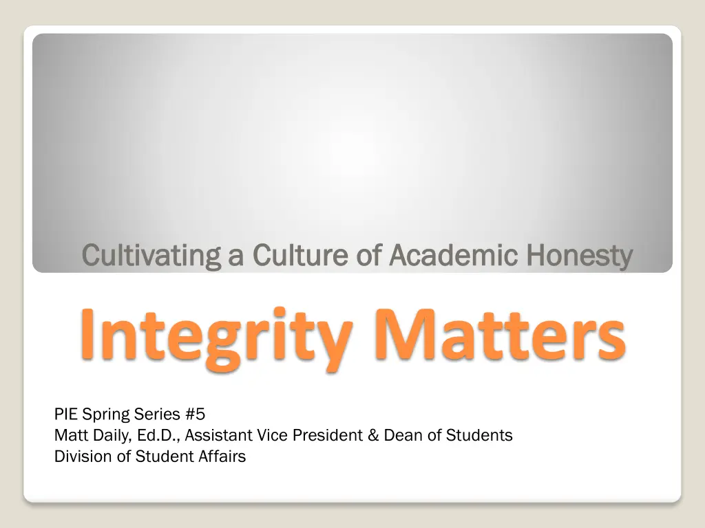 cultivating a culture of academic honesty