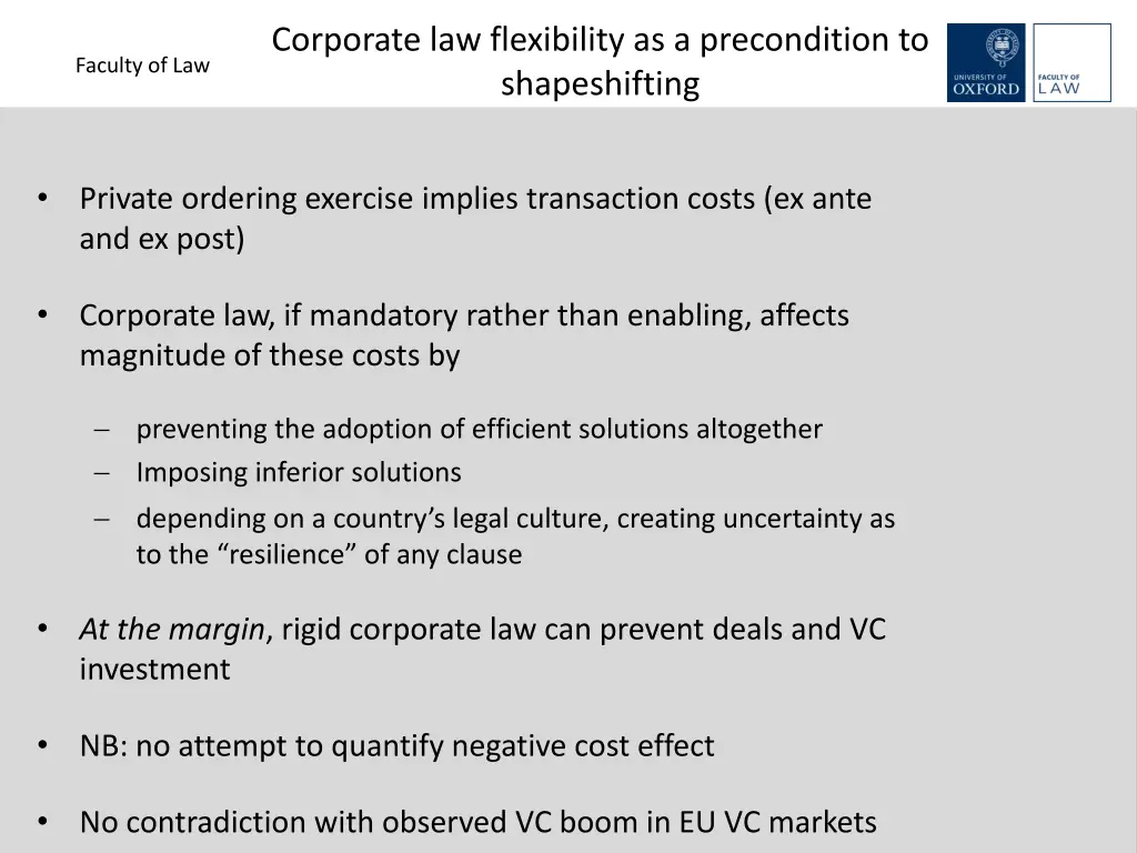 corporate law flexibility as a precondition