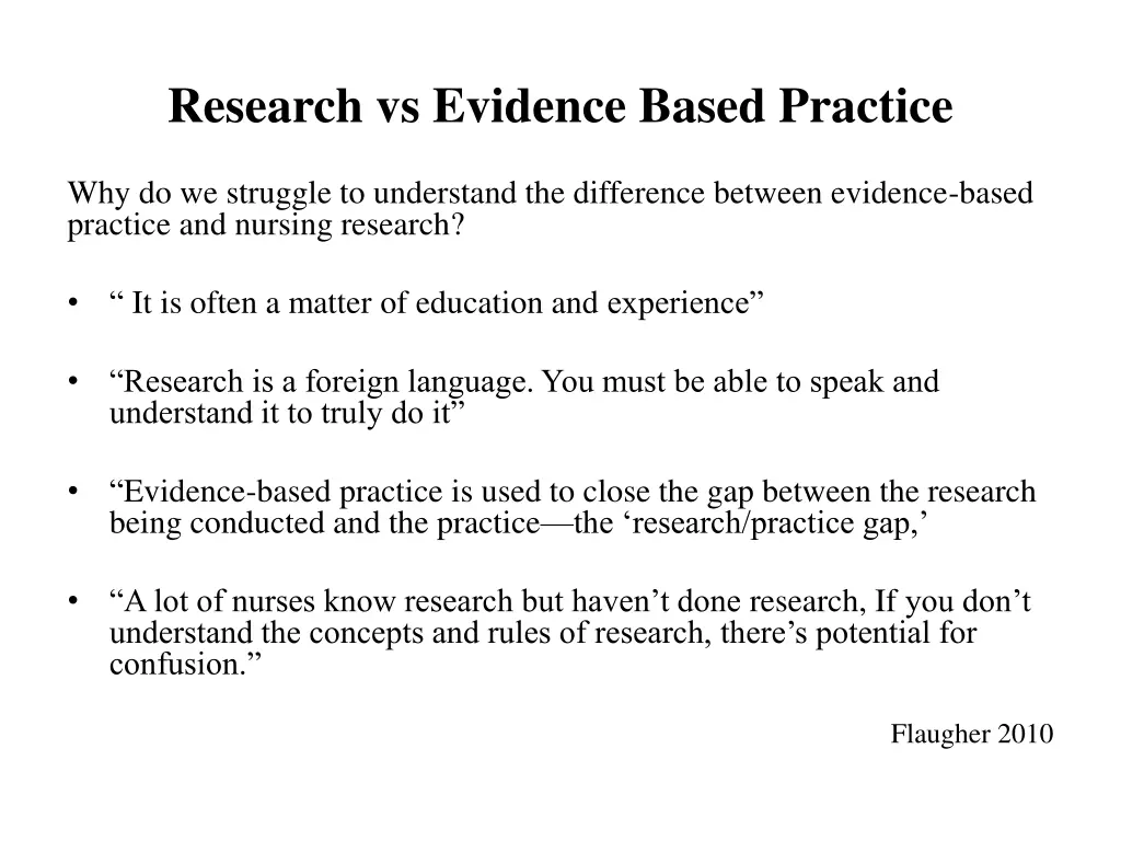research vs evidence based practice