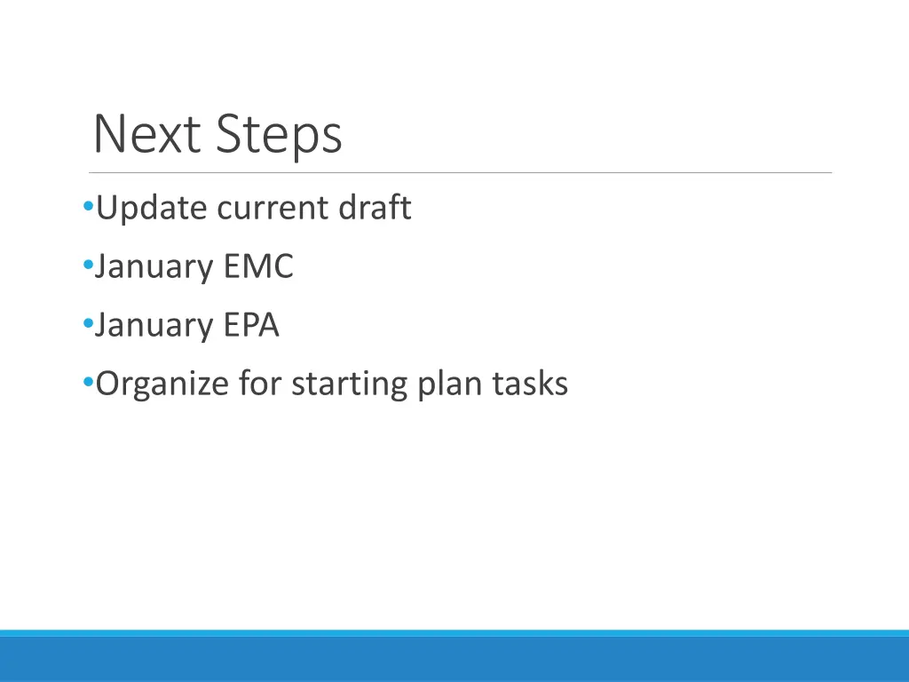 next steps update current draft january