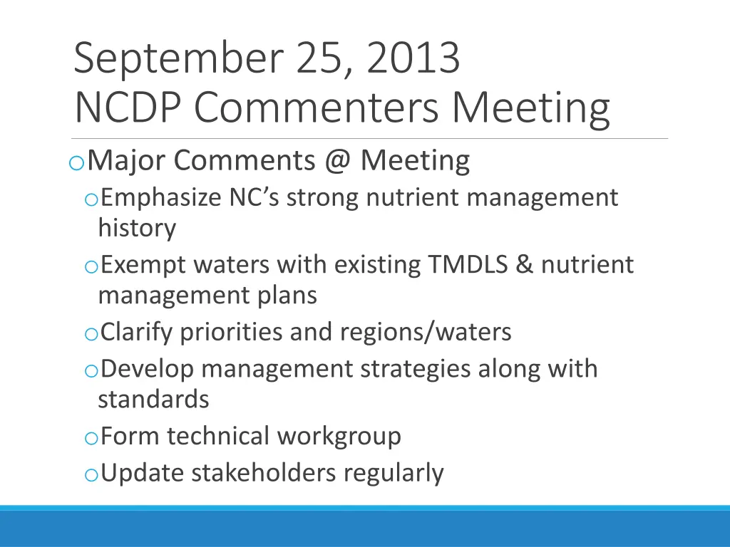 september 25 2013 ncdp commenters meeting o major