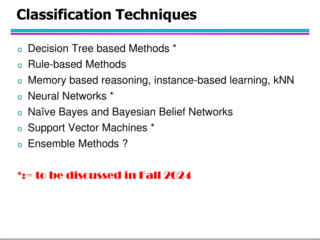 classification techniques